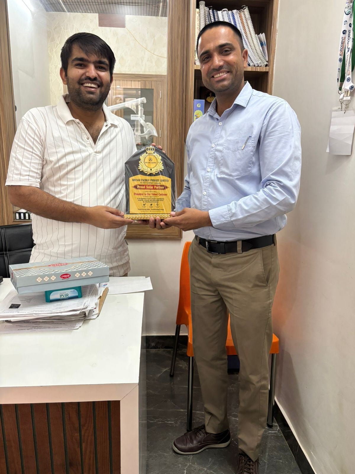 Customer handover at an office